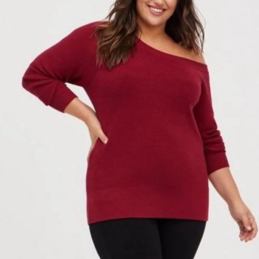 Torrid Plus Size Red Pullover Off-Shoulder Sweater Size 4